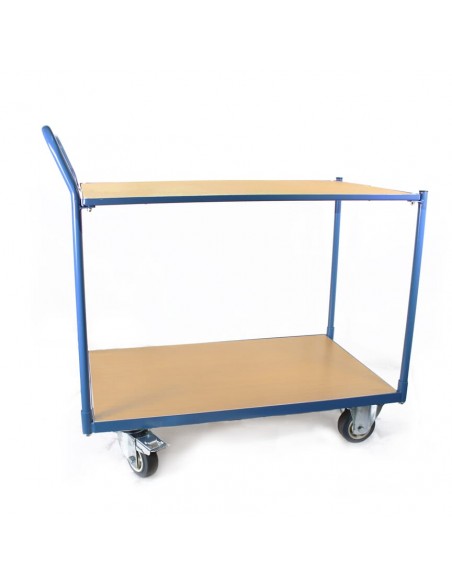 Chariot à 2 plateaux en mélaminé, charge 300 kg, plateau 1000x600 mm