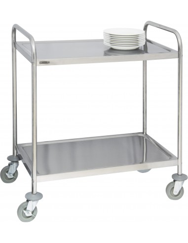 Chariot inox à 2 plateaux, charge 120 kg