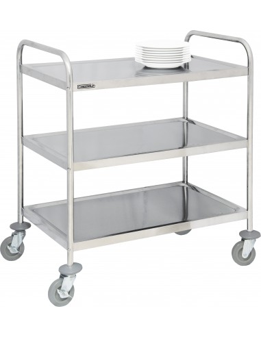 Chariot inox à 3 plateaux, charge 120 kg