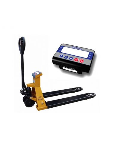 Transpalette peseur, portée max. jusqu'à 2000 kg, précision de 100 g à 1 kg NDP-2T-500
