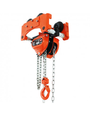 Chariot porte palan, capacité de charge de 1,5 tonne, longueur de levage de 10 mètres